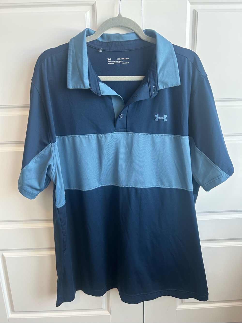 XXL Under Armour Men's Navy and Light Blue Performance Polo